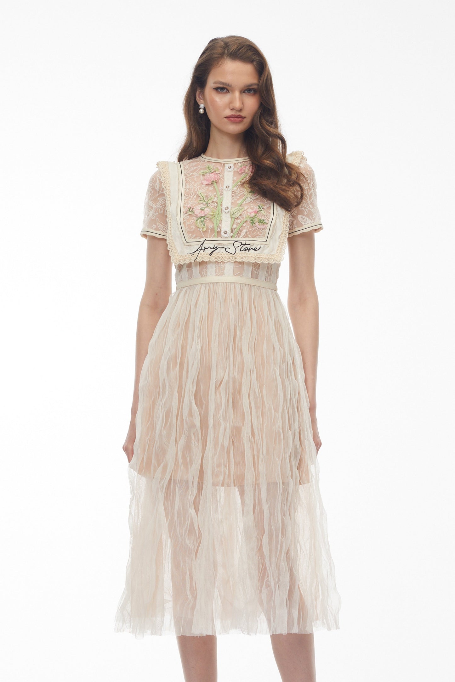 Kaila White Floral Embroidered Maxi Dress