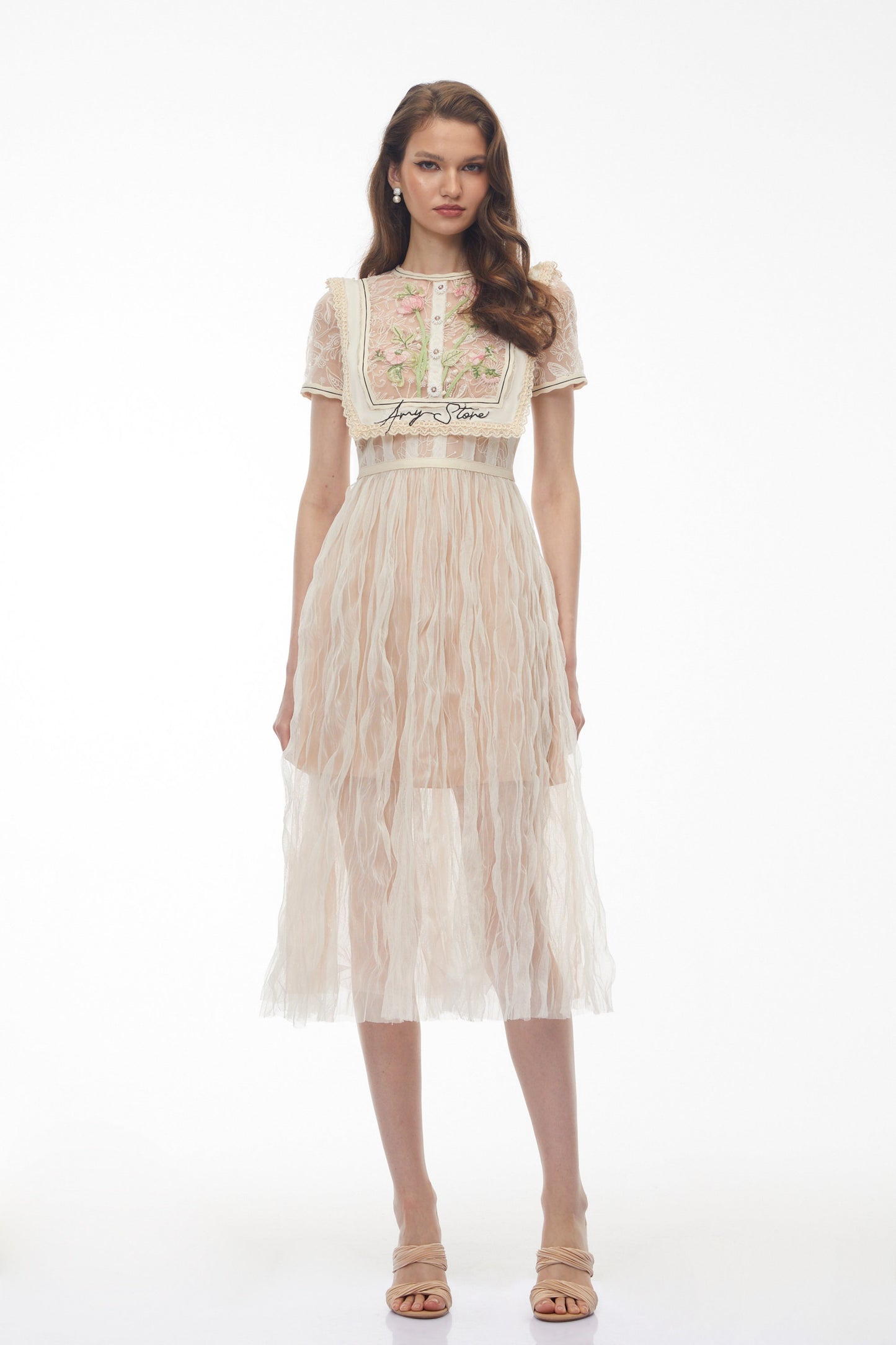 Kaila White Floral Embroidered Maxi Dress