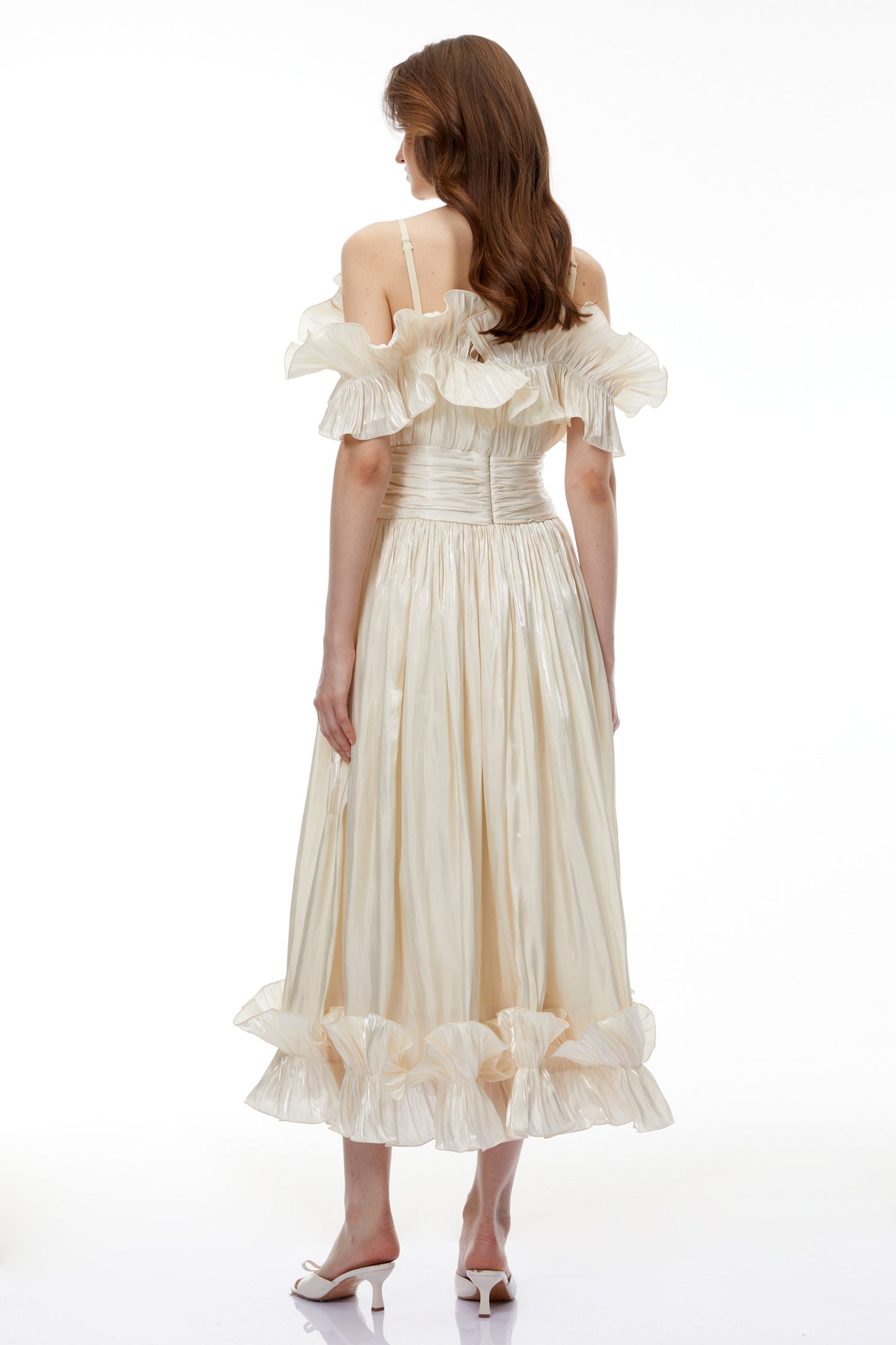 Kalliope Champagne Glitter Maxi Dress