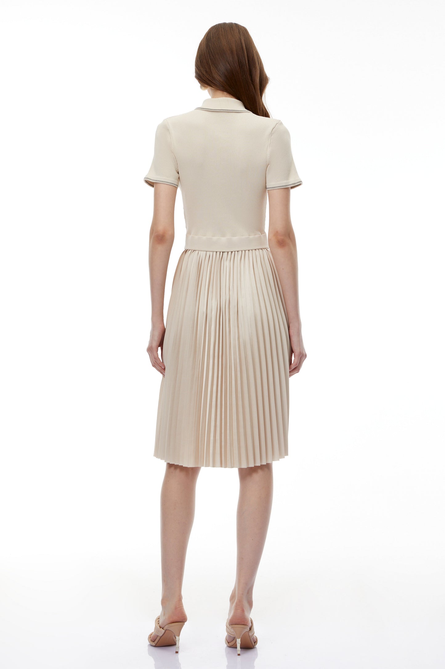 Kalypso Cream Stretch Knit Midi Dress