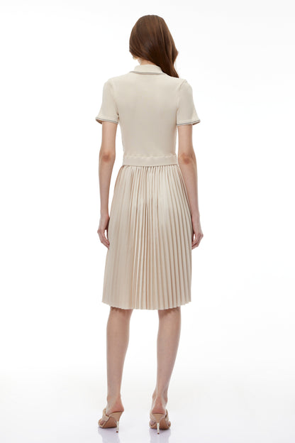 Kalypso Cream Stretch Knit Midi Dress