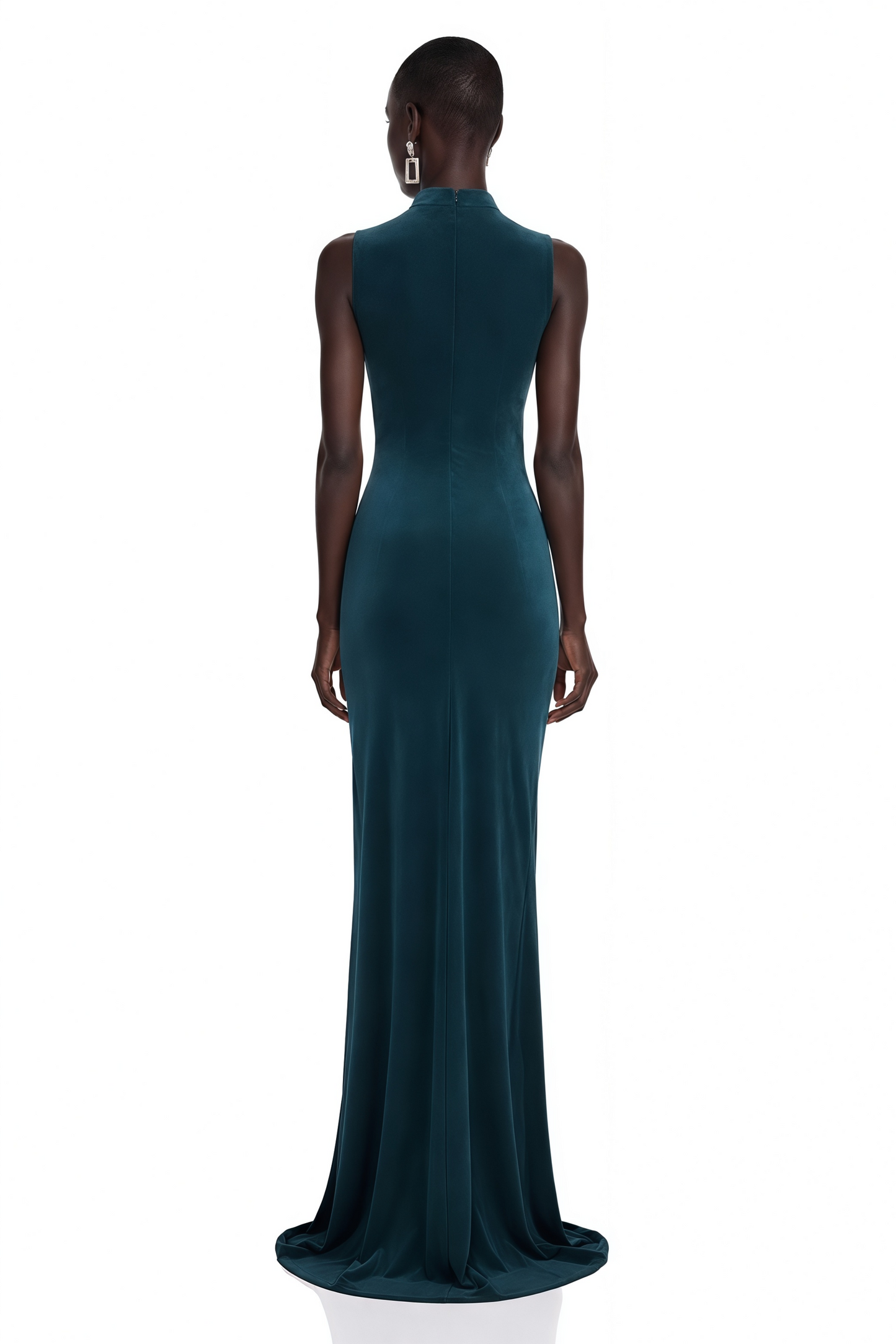 Kamila Dark Green Asymmetrical Ruched Maxi Dress