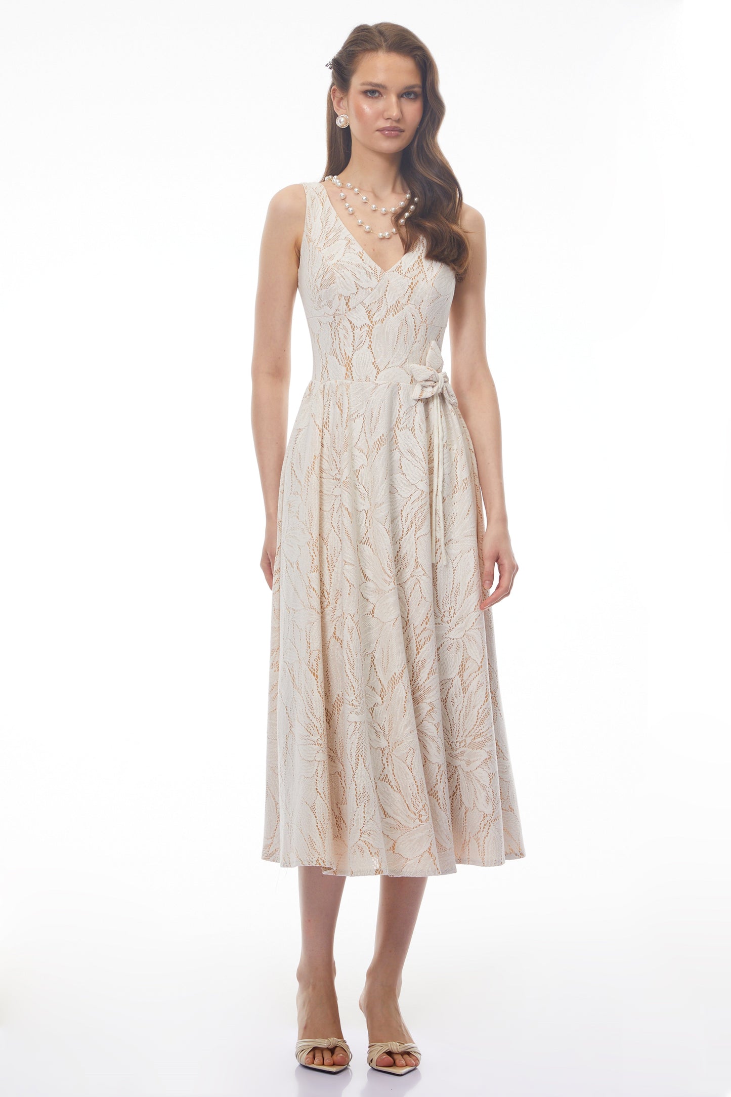 Kamila White Floral Cut-Out Midi Dress