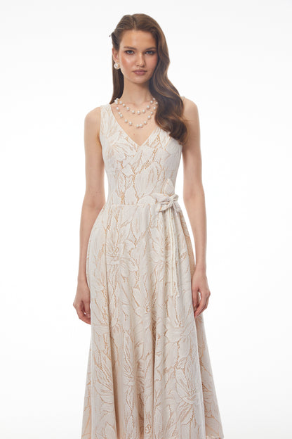 Kamila White Floral Cut-Out Midi Dress