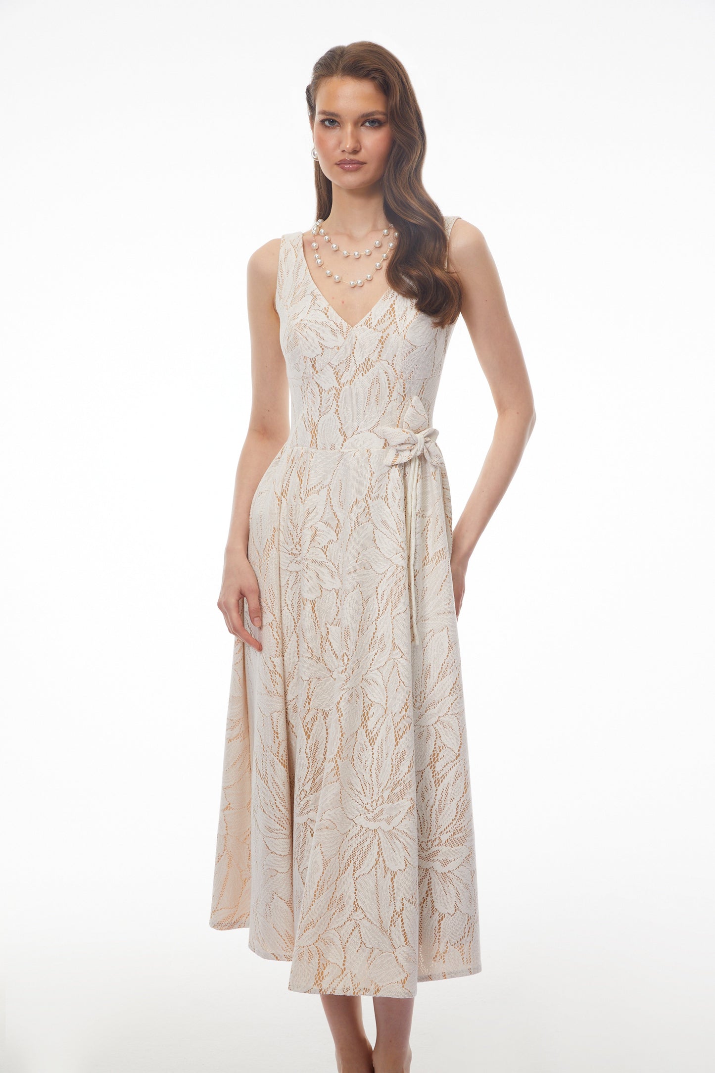 Kamila White Floral Cut-Out Midi Dress