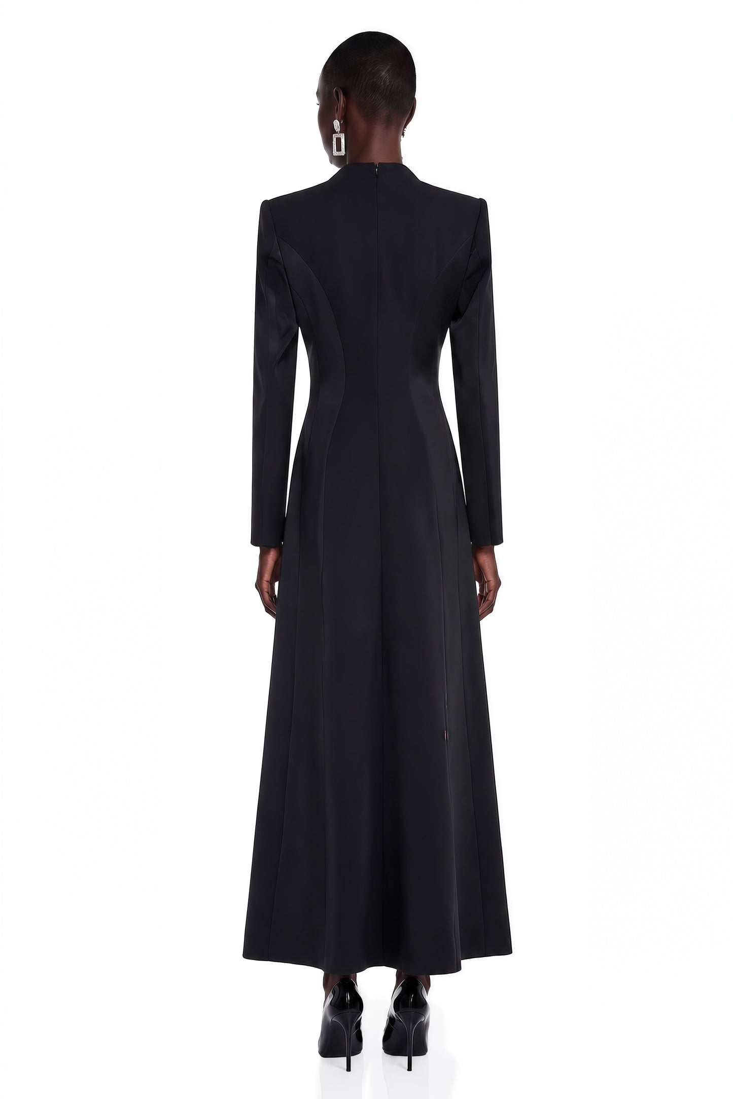 Karamea Black Rhinestone V-Neck Maxi Dress