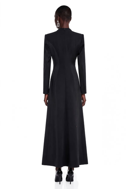Karamea Black Rhinestone V-Neck Maxi Dress