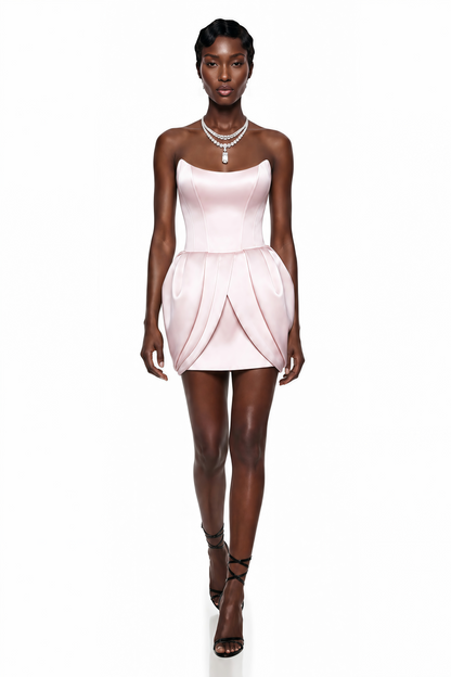 Katarina Pink Off Shoulder Puffball Mini Dress