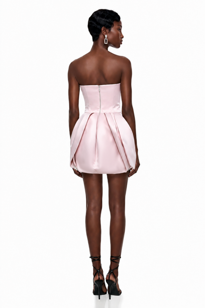 Katarina Pink Off Shoulder Puffball Mini Dress