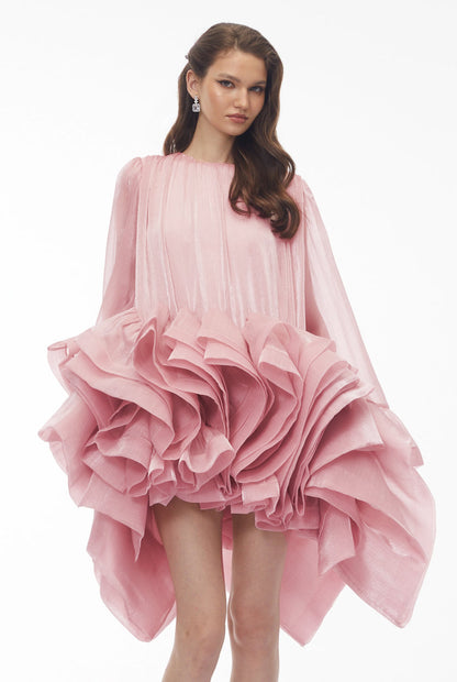 Kátia Blush Pink Tiered Ruffled Mini Dress