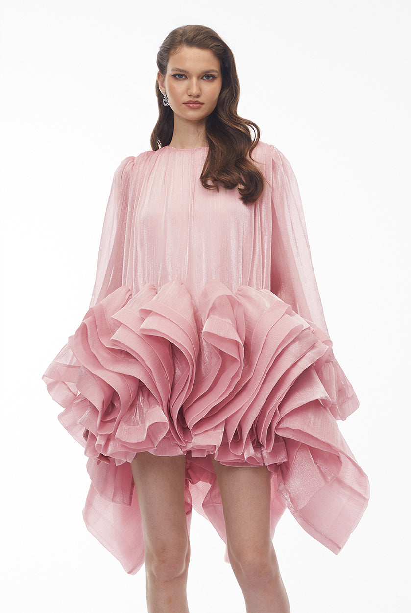 Kátia Blush Pink Tiered Ruffled Mini Dress