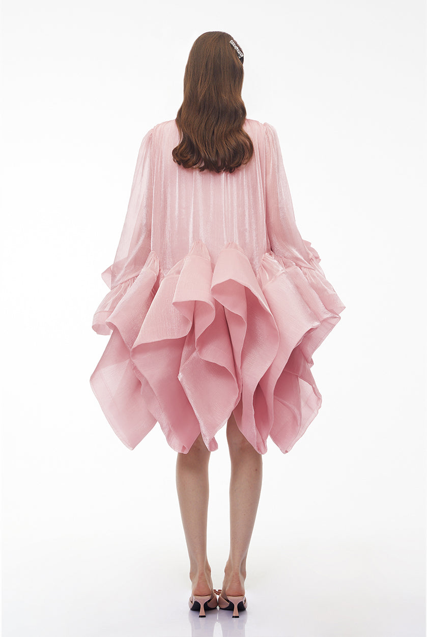 Kátia Blush Pink Tiered Ruffled Mini Dress