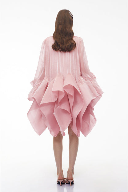 Kátia Blush Pink Tiered Ruffled Mini Dress