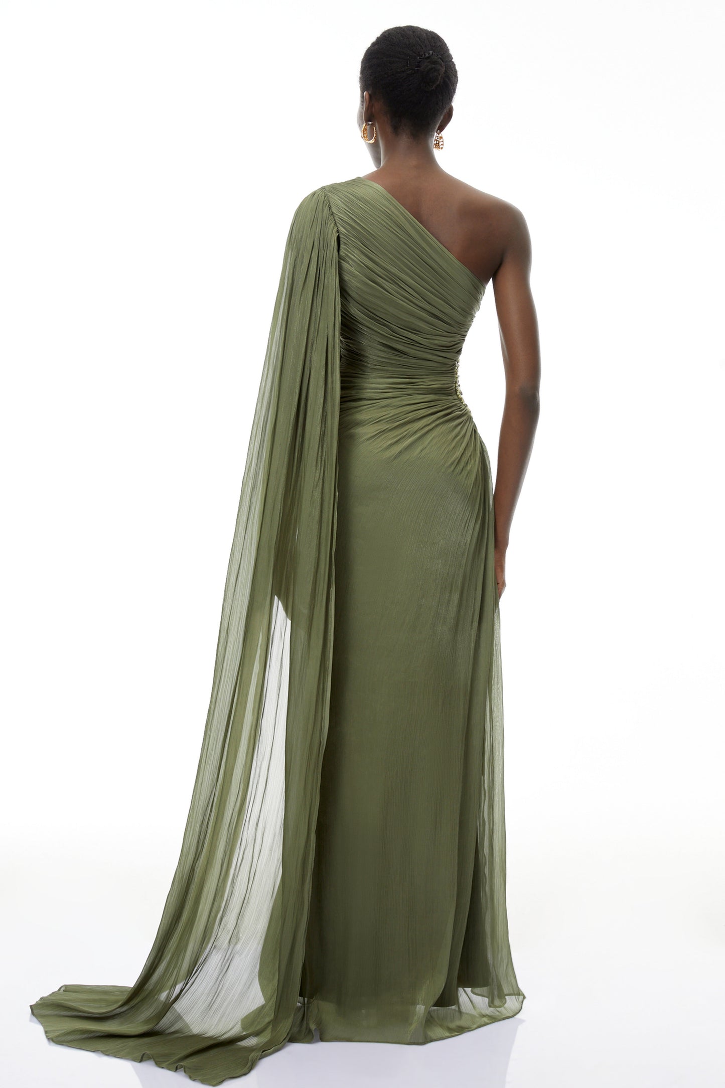 Katrin Green One Shoulder Ruched Maxi Dress