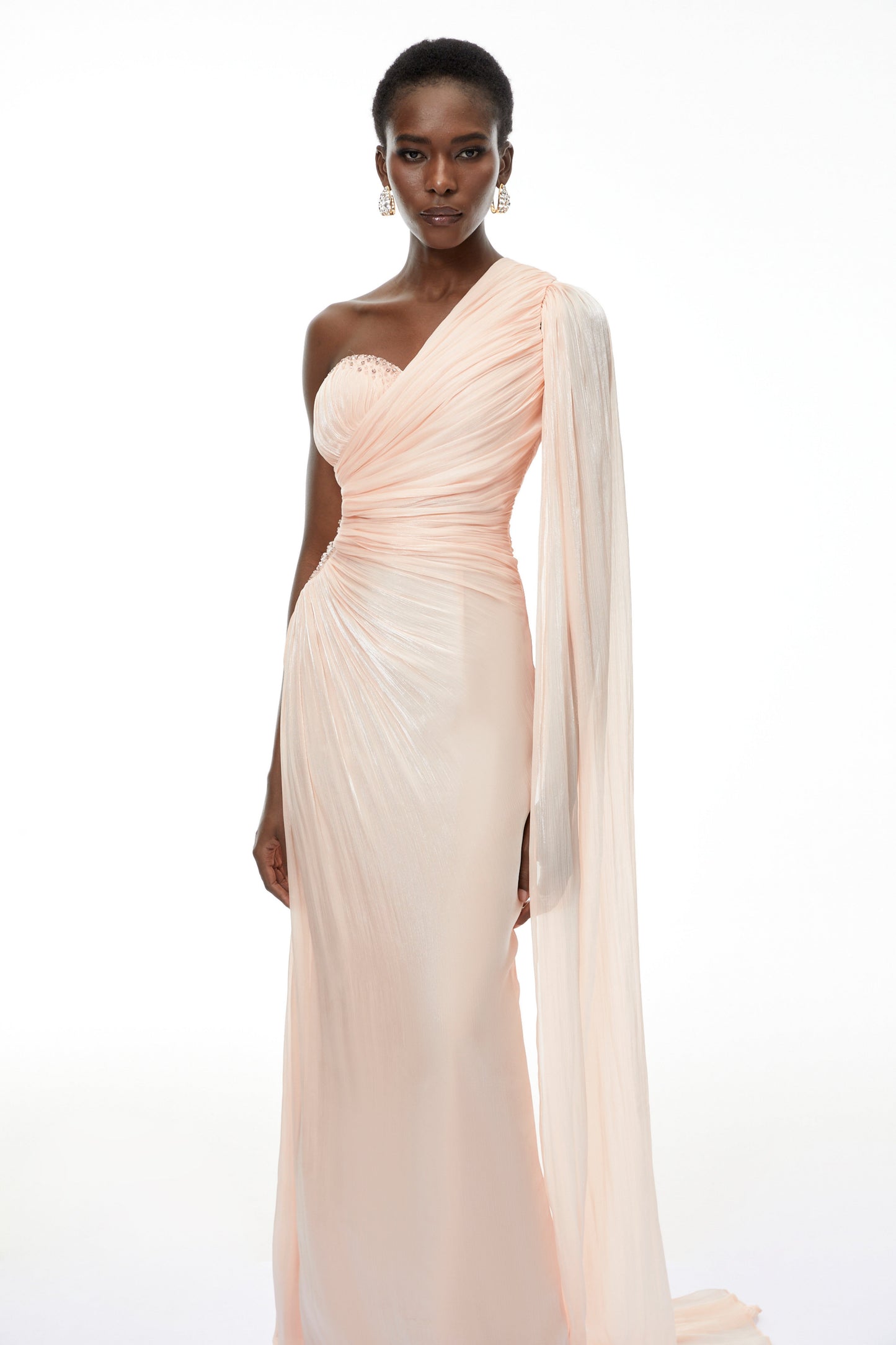Katrin Pink One Shoulder Ruched Maxi Dress