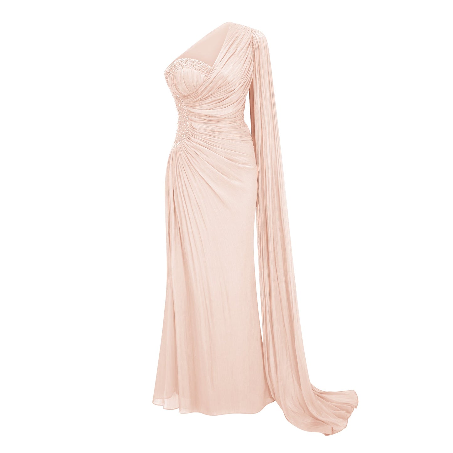 Katrin Pink One Shoulder Ruched Maxi Dress