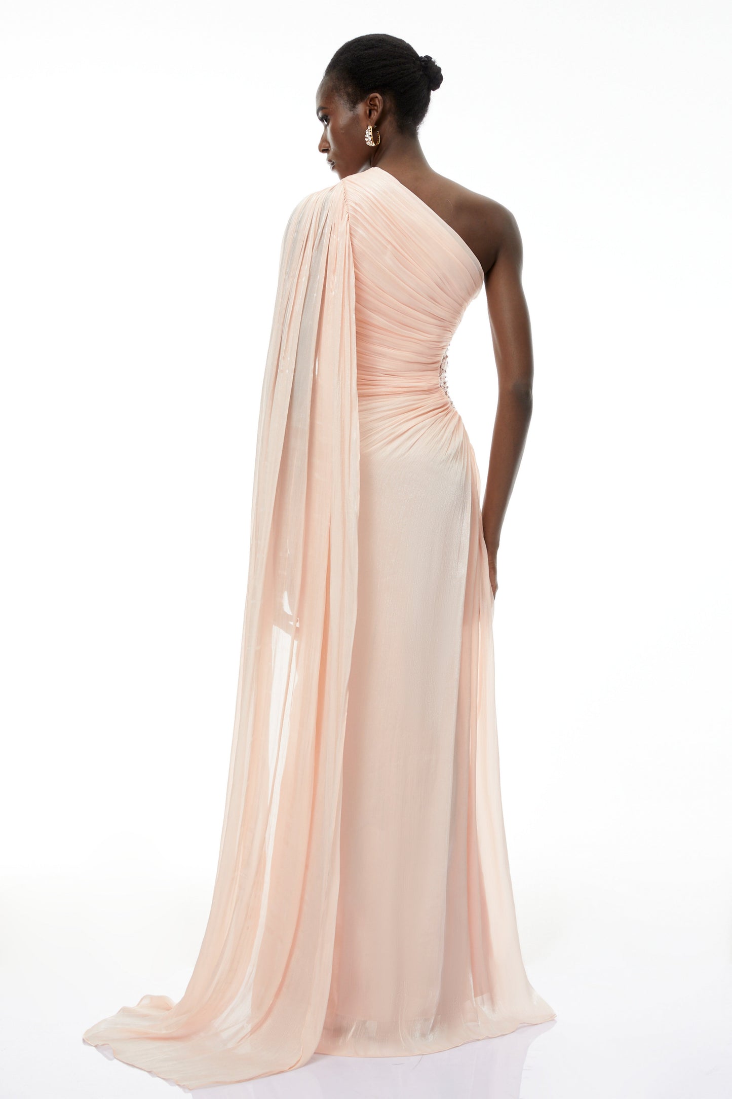 Katrin Pink One Shoulder Ruched Maxi Dress