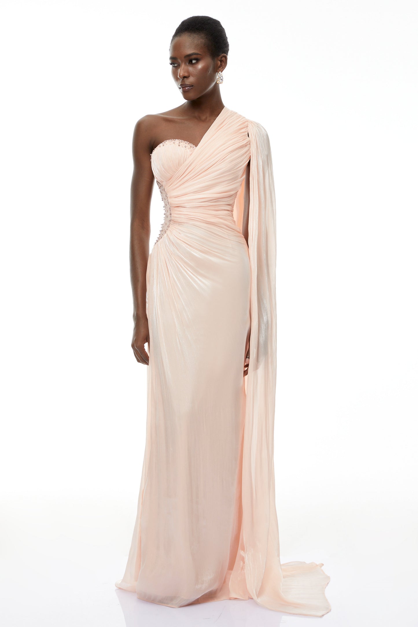 Katrin Pink One Shoulder Ruched Maxi Dress