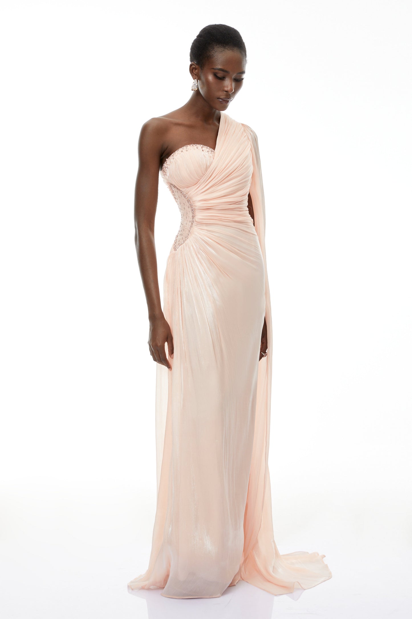 Katrin Pink One Shoulder Ruched Maxi Dress