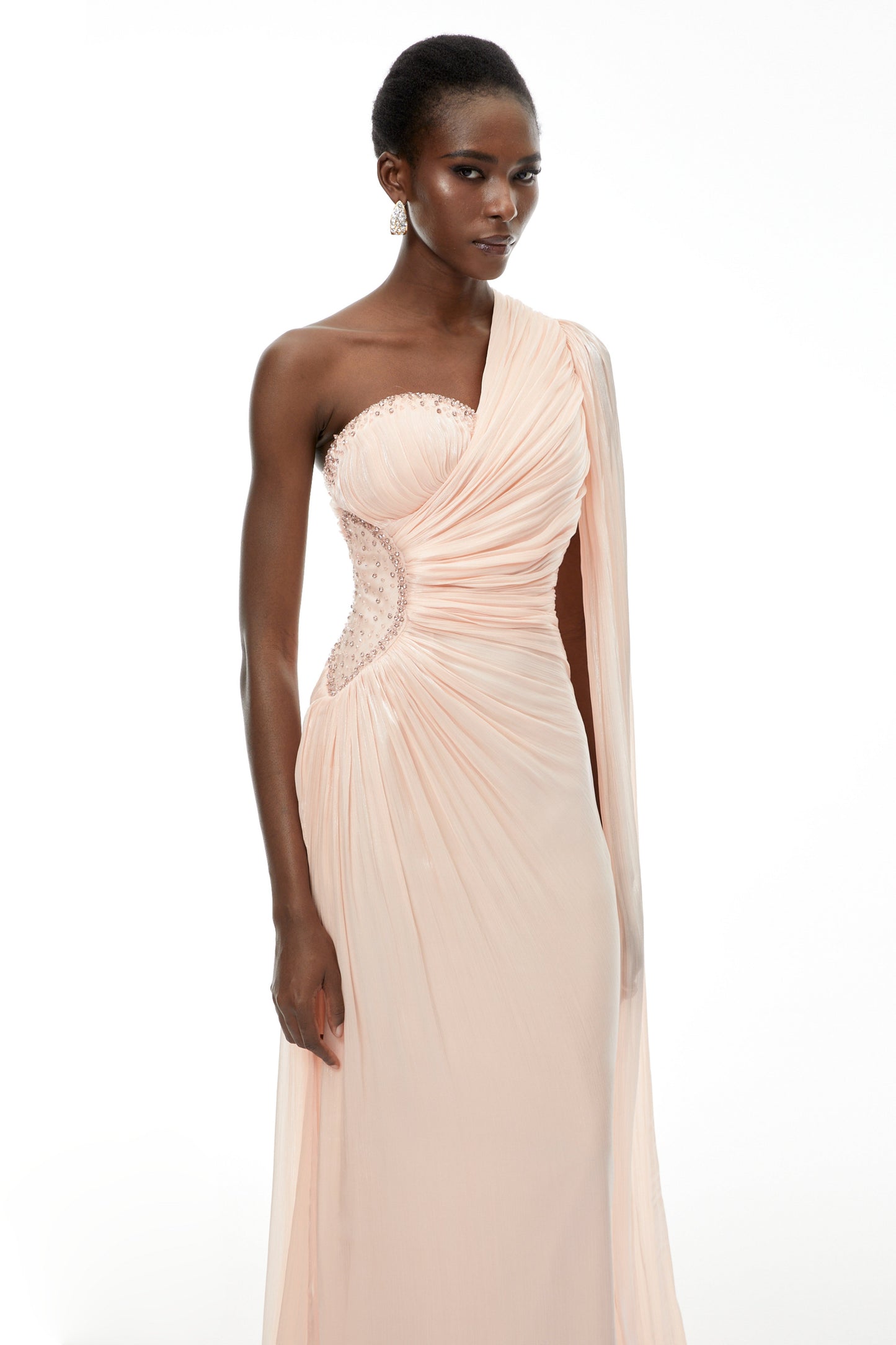 Katrin Pink One Shoulder Ruched Maxi Dress