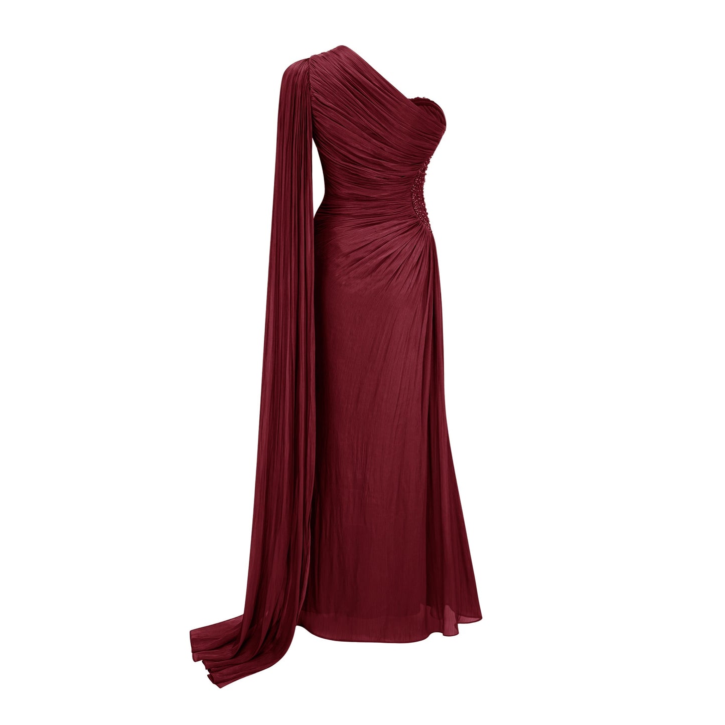 Katrin Red One Shoulder Ruched Maxi Dress