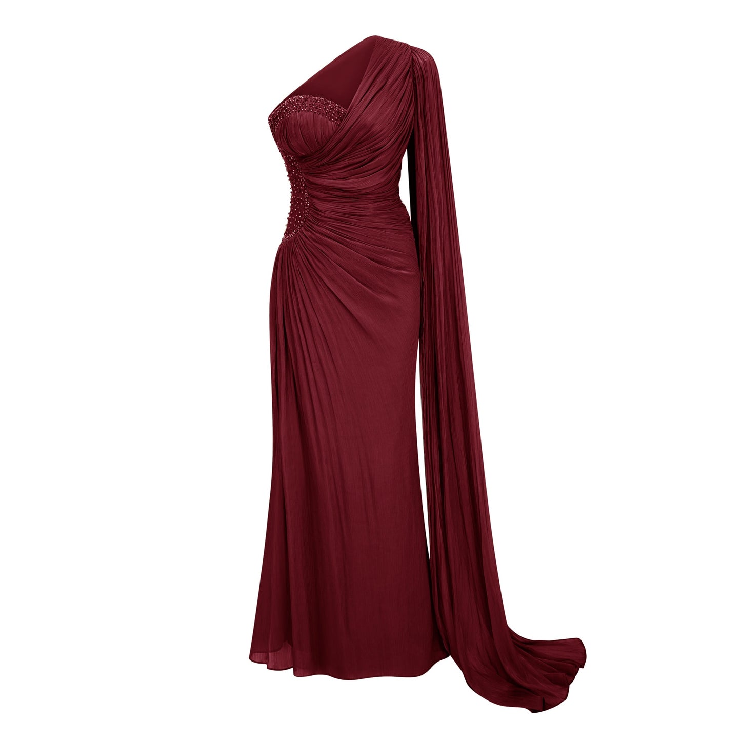 Katrin Red One Shoulder Ruched Maxi Dress