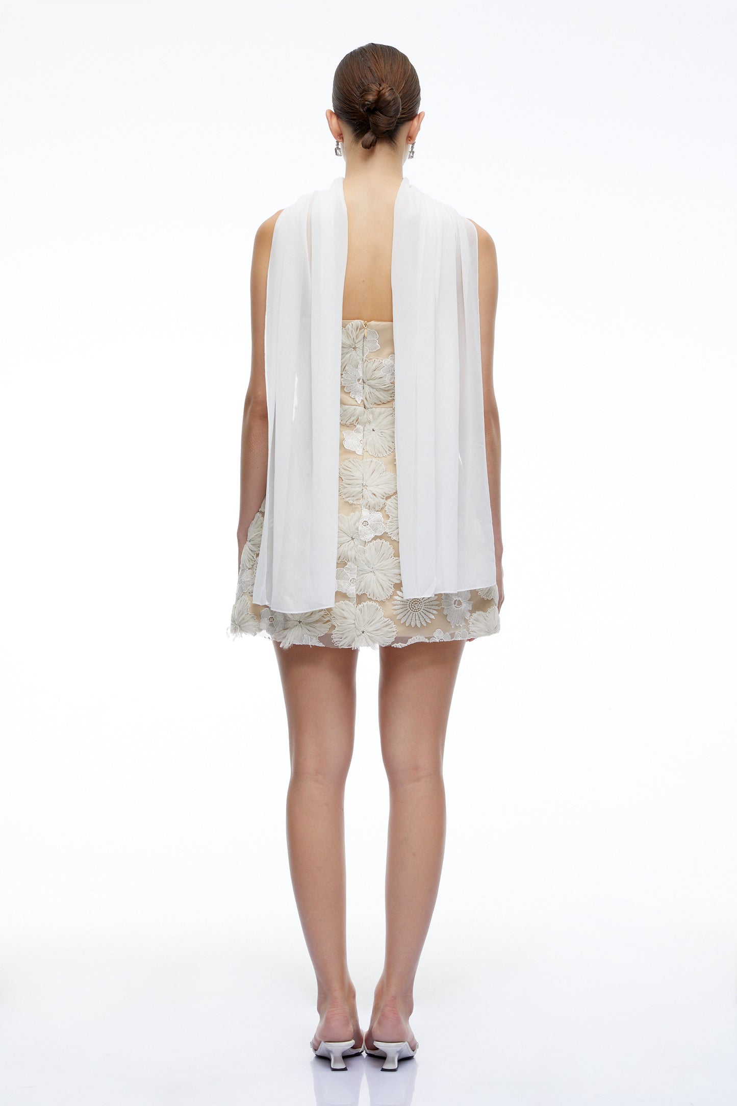 Katrina White Floral Embroidered Strapless Mini Dress