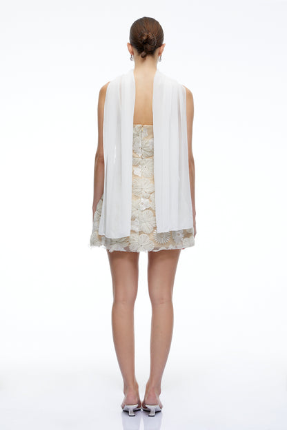 Katrina White Floral Embroidered Strapless Mini Dress