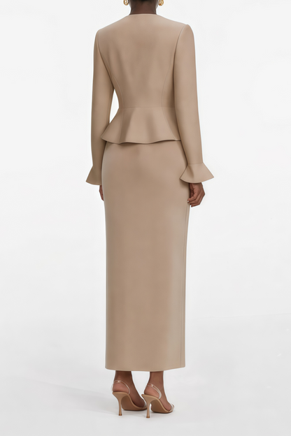 Kayla Gold Crystal Embellished Knit Midi Dress