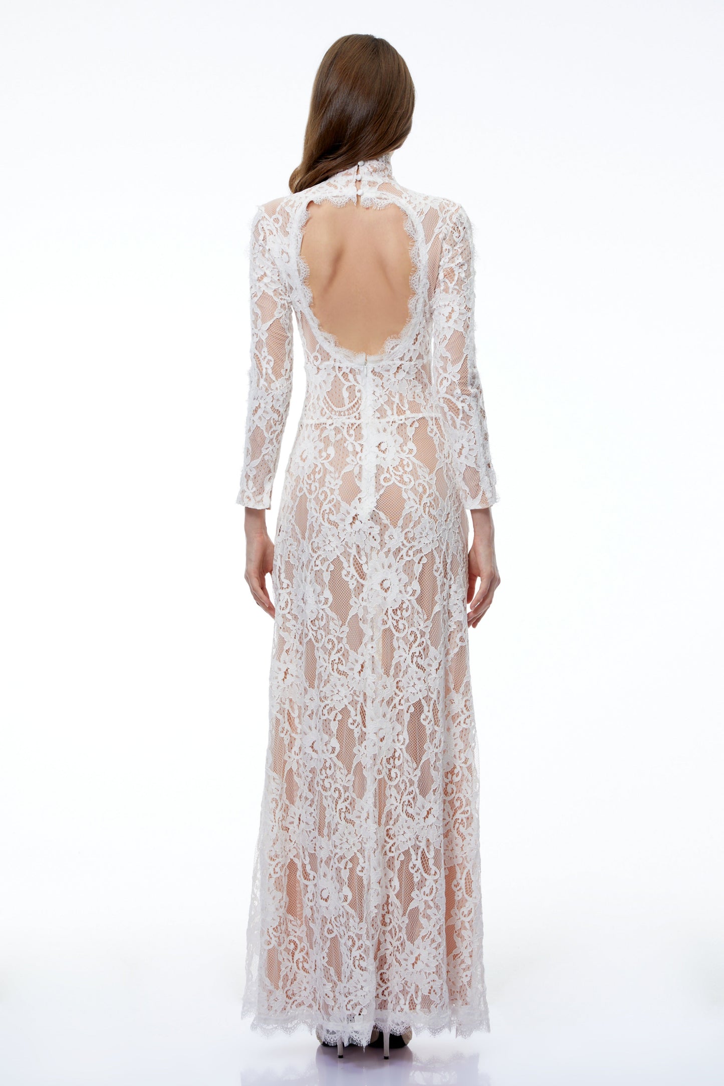 Kenza White Cut Out Floral Lace Maxi Dress