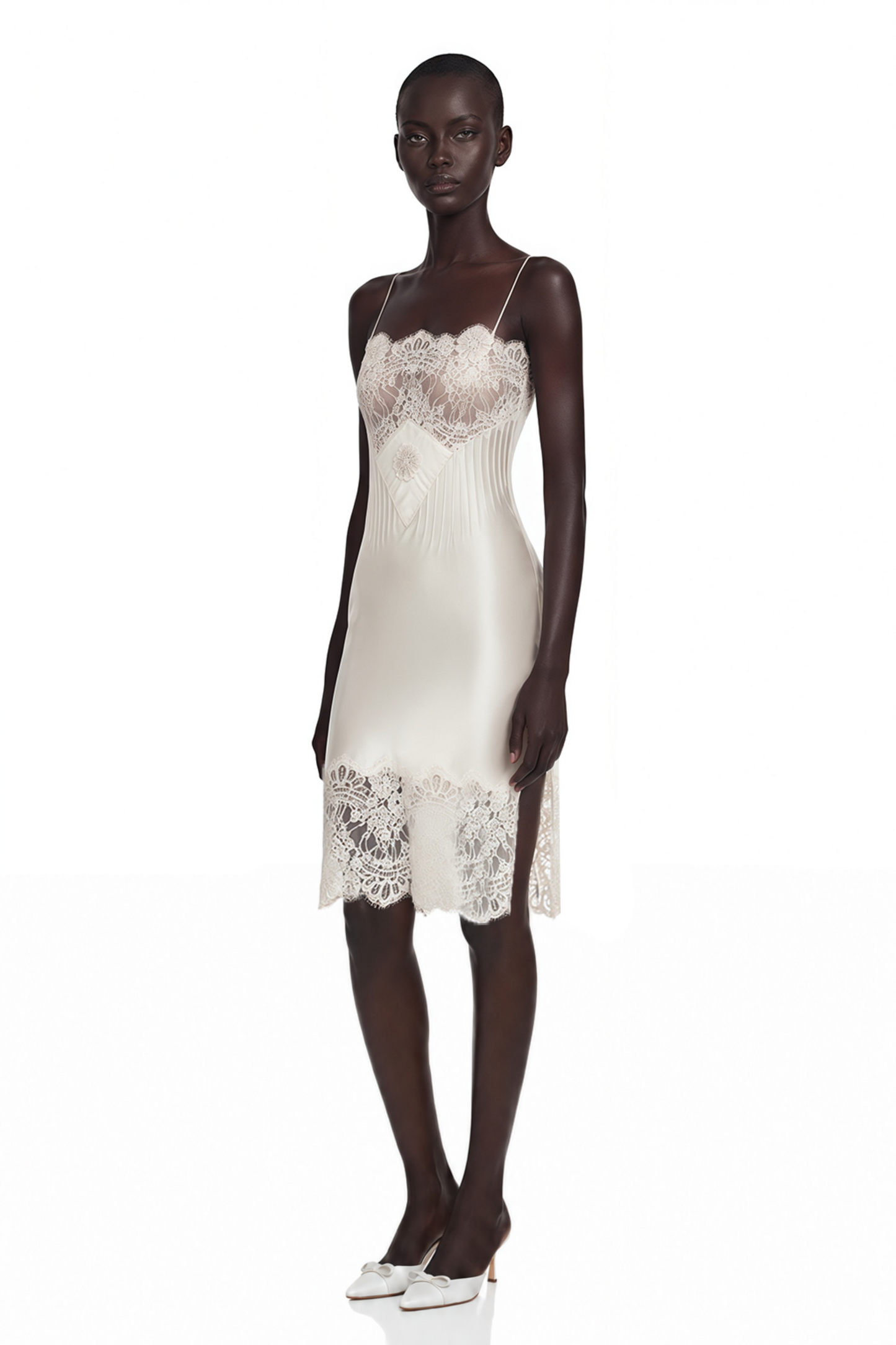 Klara Cream Mini Dress with Lace Panels