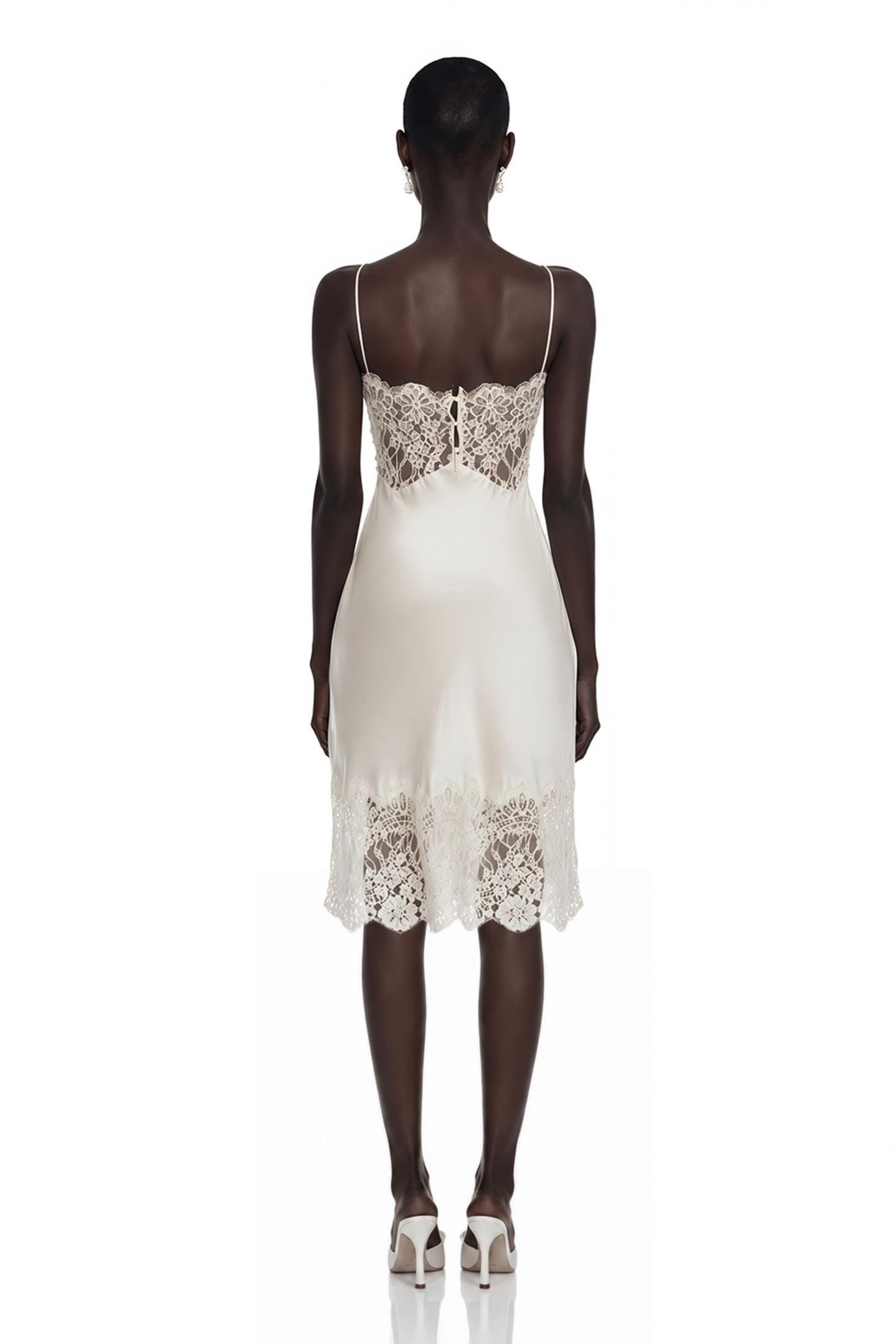 Klara Cream Mini Dress with Lace Panels