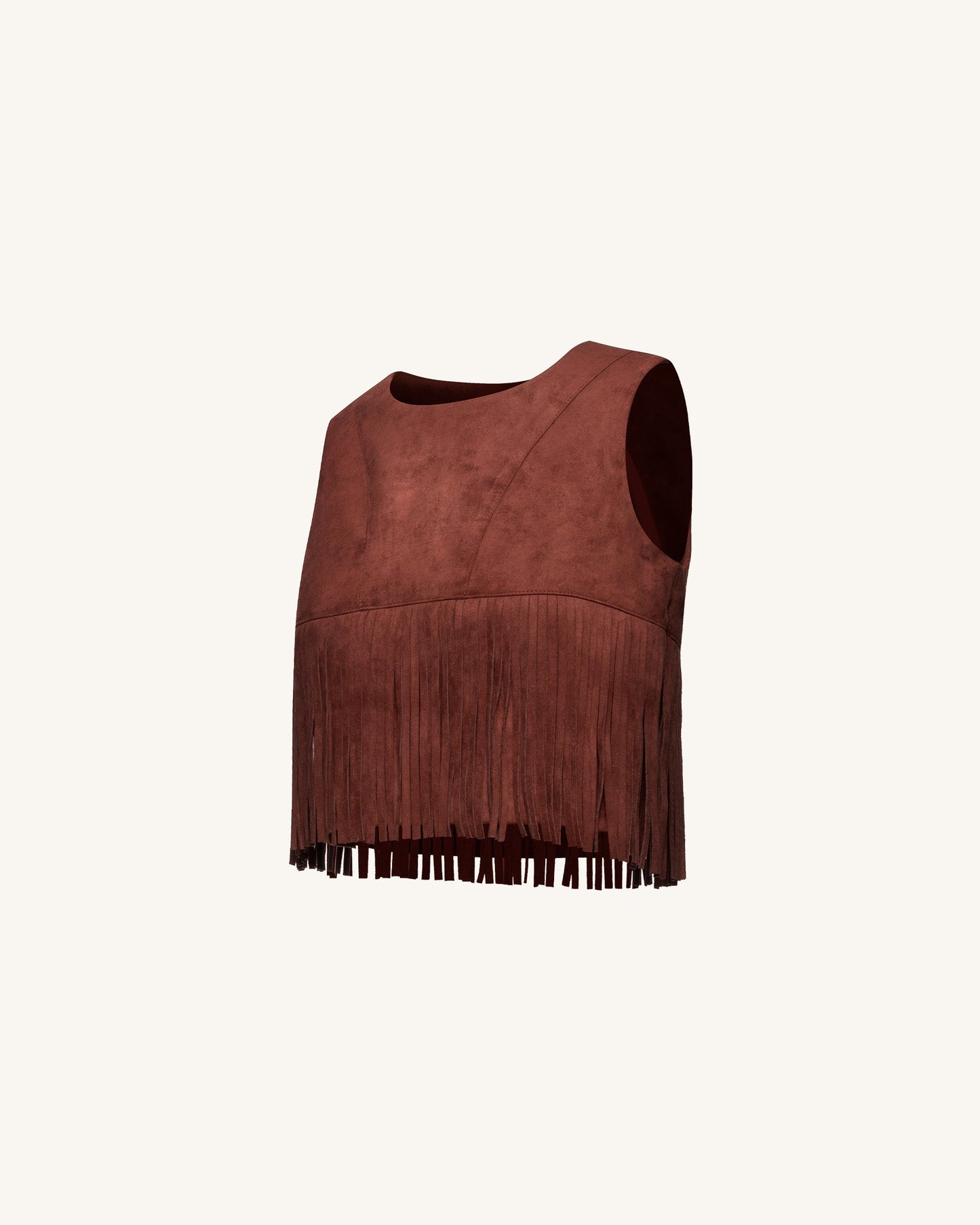 Suni Süet Püsküllü Halter Yaka - Bordo