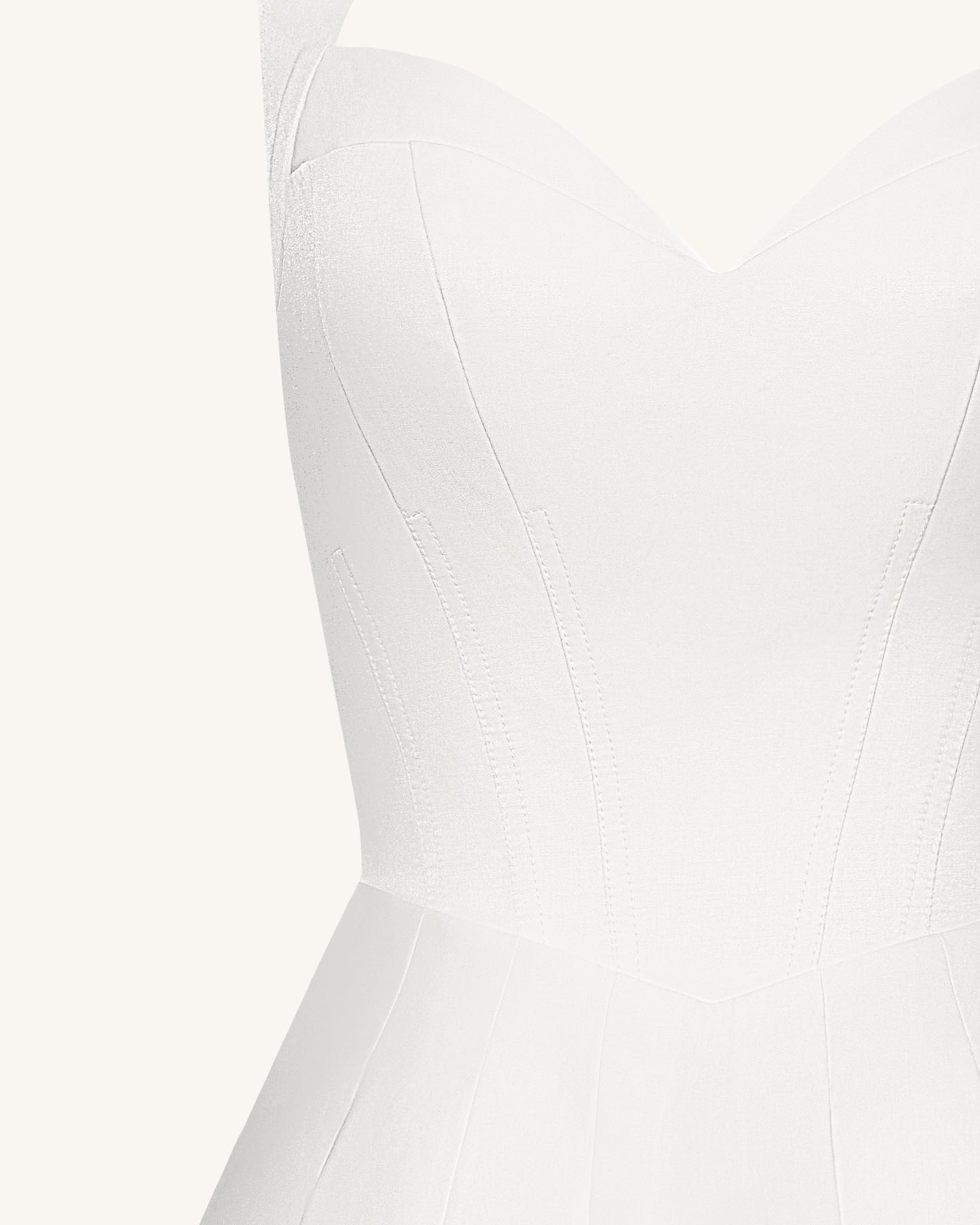 Pilili Büstiyer Halter Yaka Mini Elbise - Beyaz