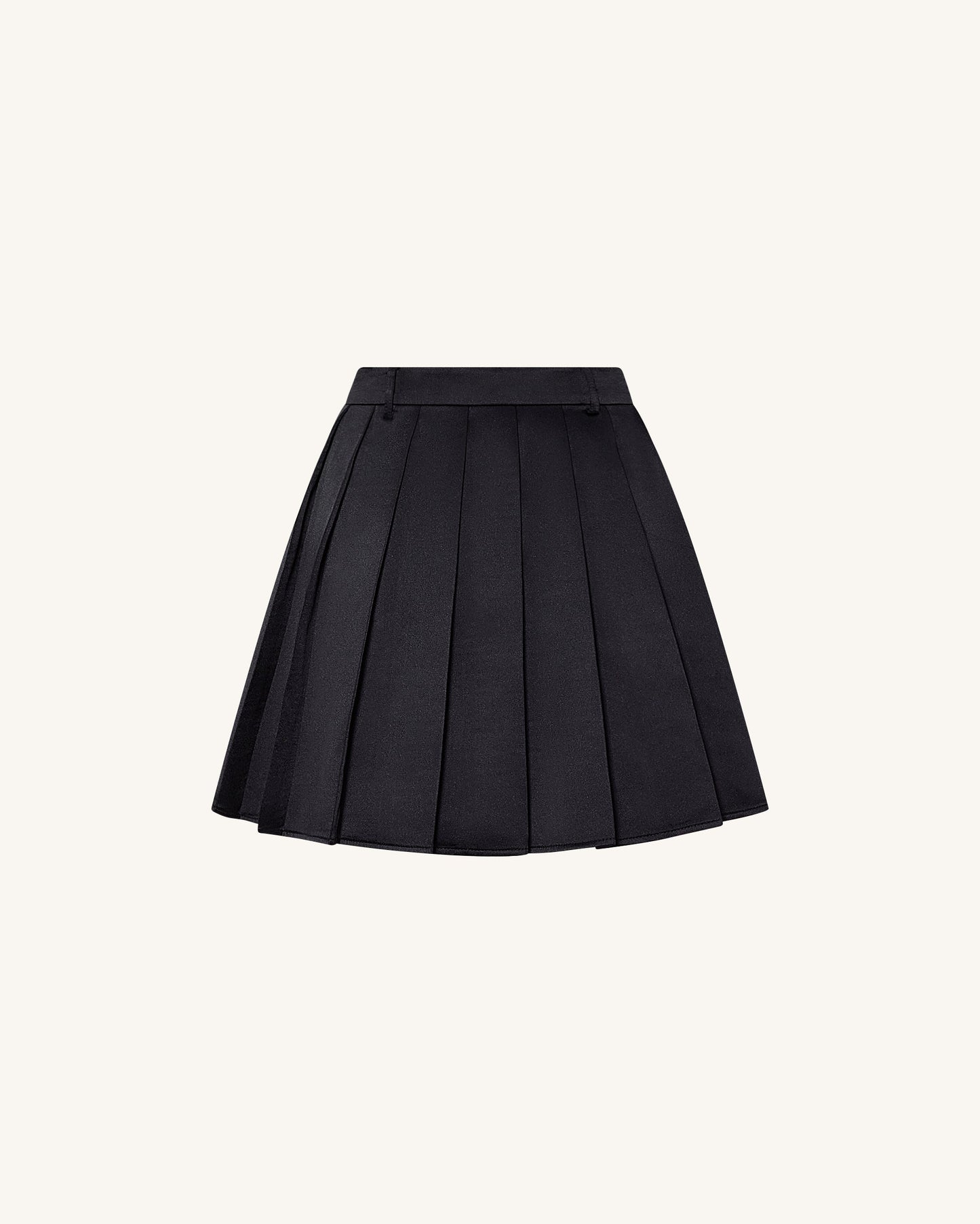 Saten Pilili Mini Etek - Siyah