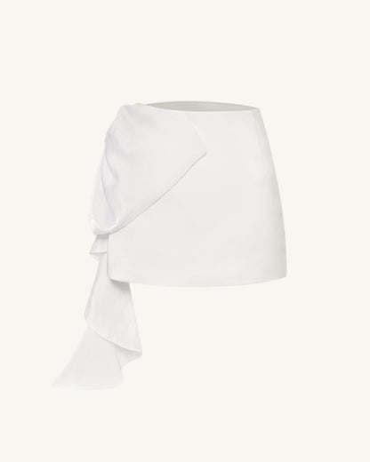 Cascading Bow Mini Skirt - White