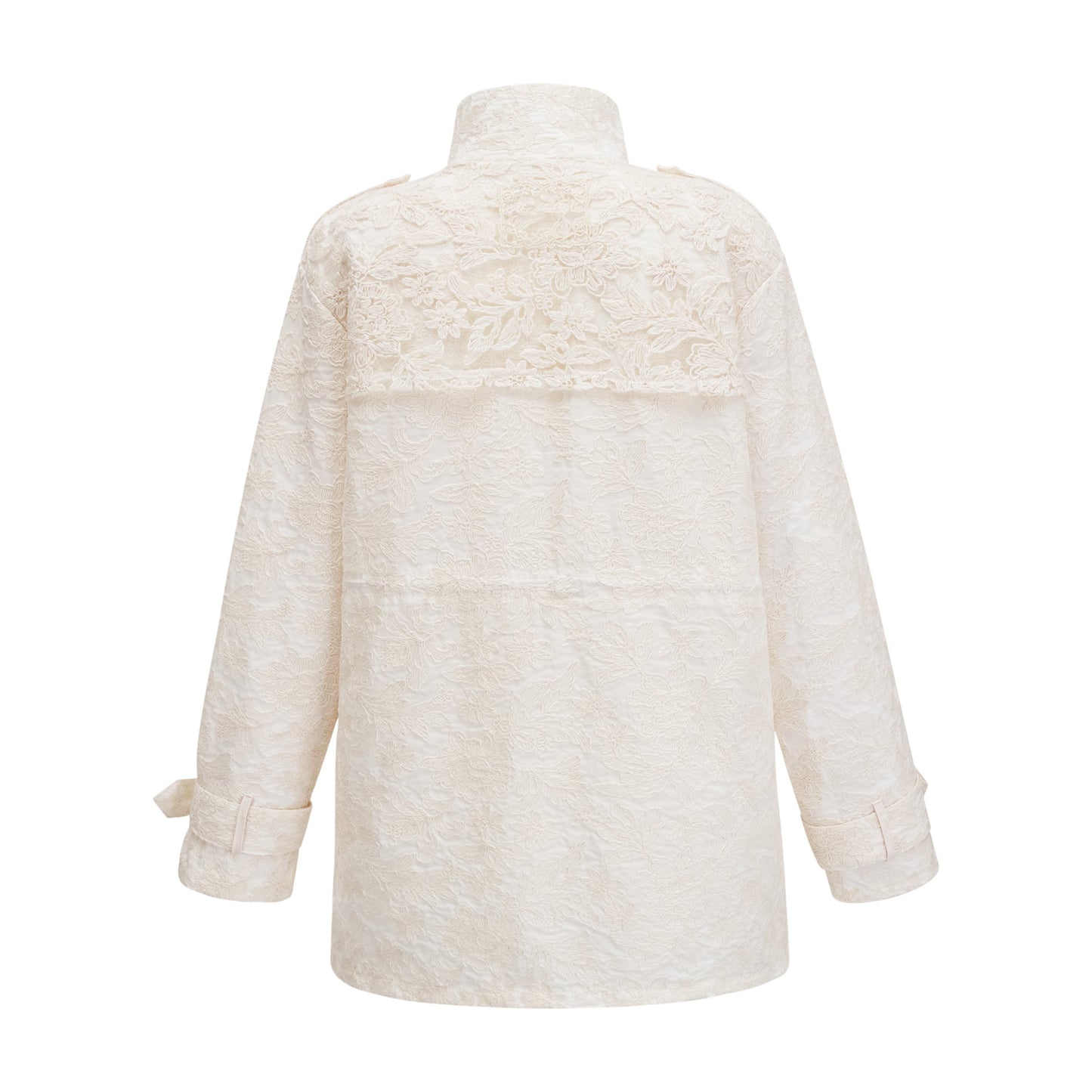 Laura Ivory Turtleneck Floral Lace Jacket & Shorts Set