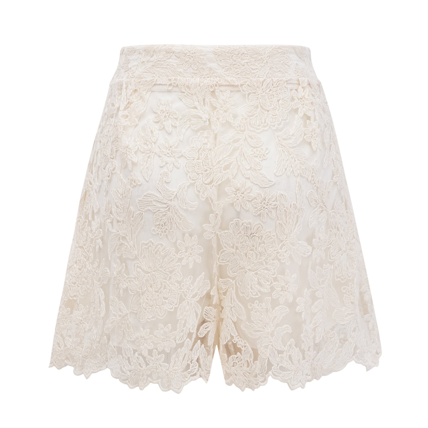 Laura Ivory Turtleneck Floral Lace Jacket & Shorts Set