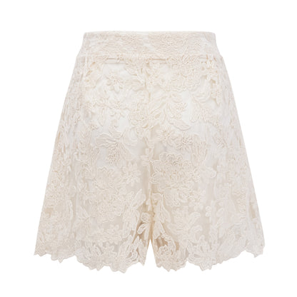 Laura Ivory Turtleneck Floral Lace Jacket & Shorts Set