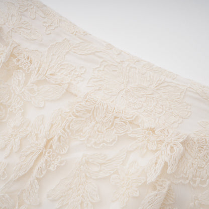 Laura Ivory Turtleneck Floral Lace Jacket & Shorts Set