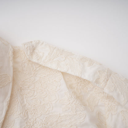 Laura Ivory Turtleneck Floral Lace Jacket & Shorts Set