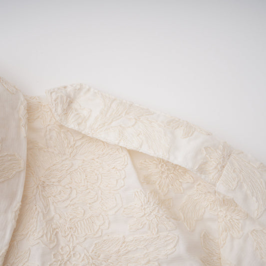 Laura Ivory Turtleneck Floral Lace Jacket & Shorts Set
