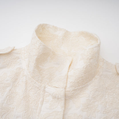 Laura Ivory Turtleneck Floral Lace Jacket & Shorts Set