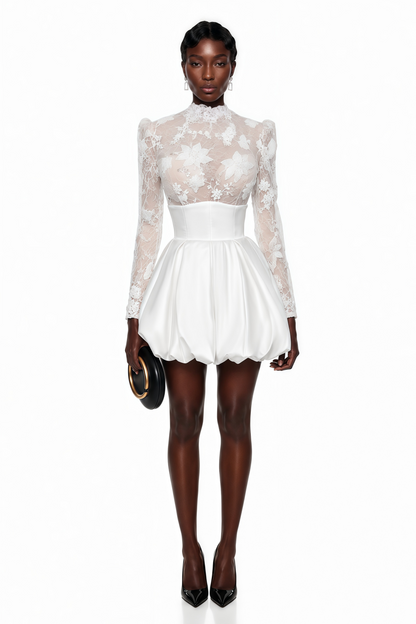 Lavinia White Floral Lace Mini Dress