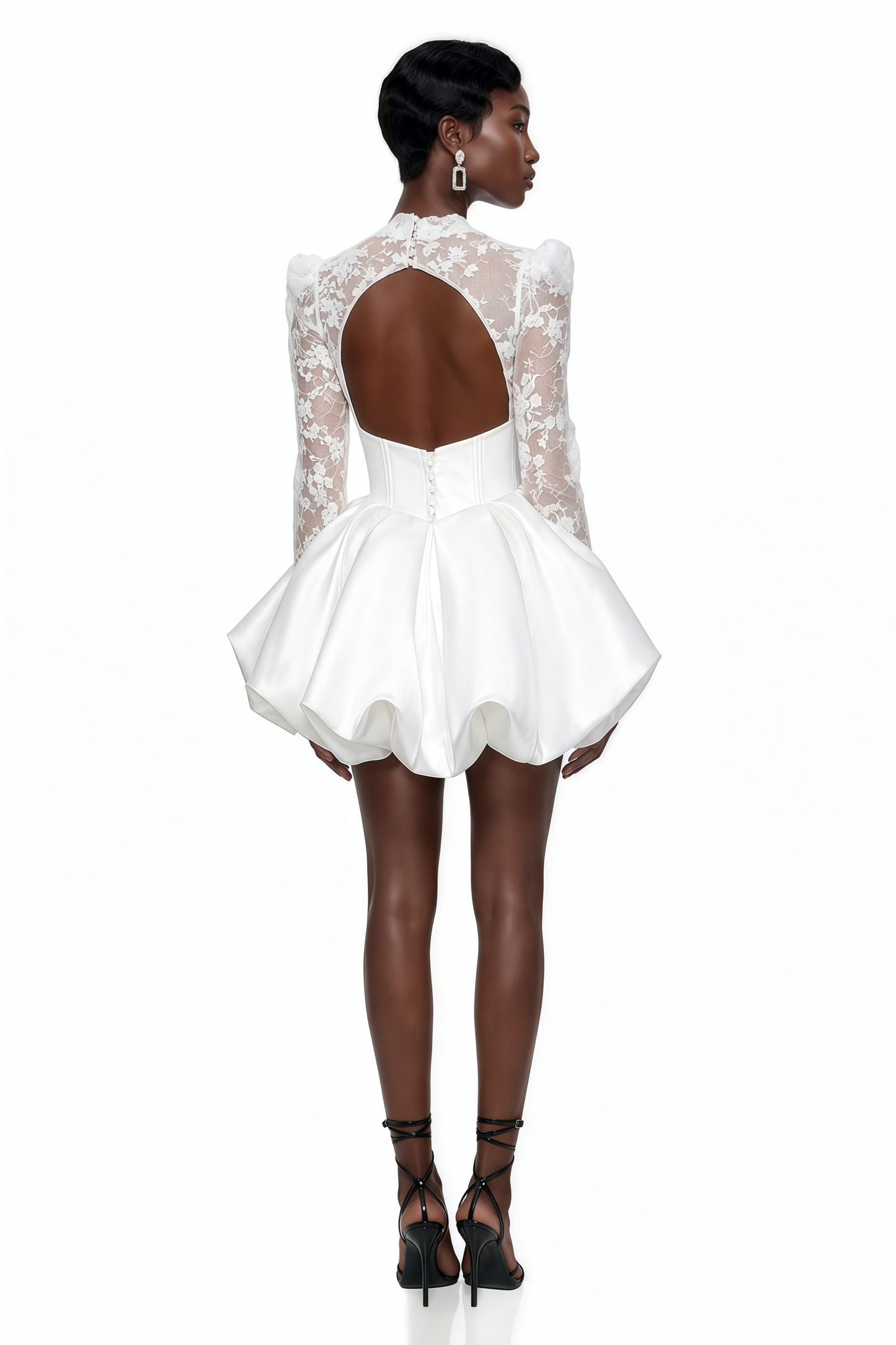 Lavinia White Floral Lace Mini Dress