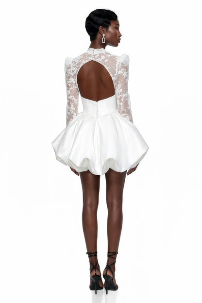 Lavinia White Floral Lace Mini Dress