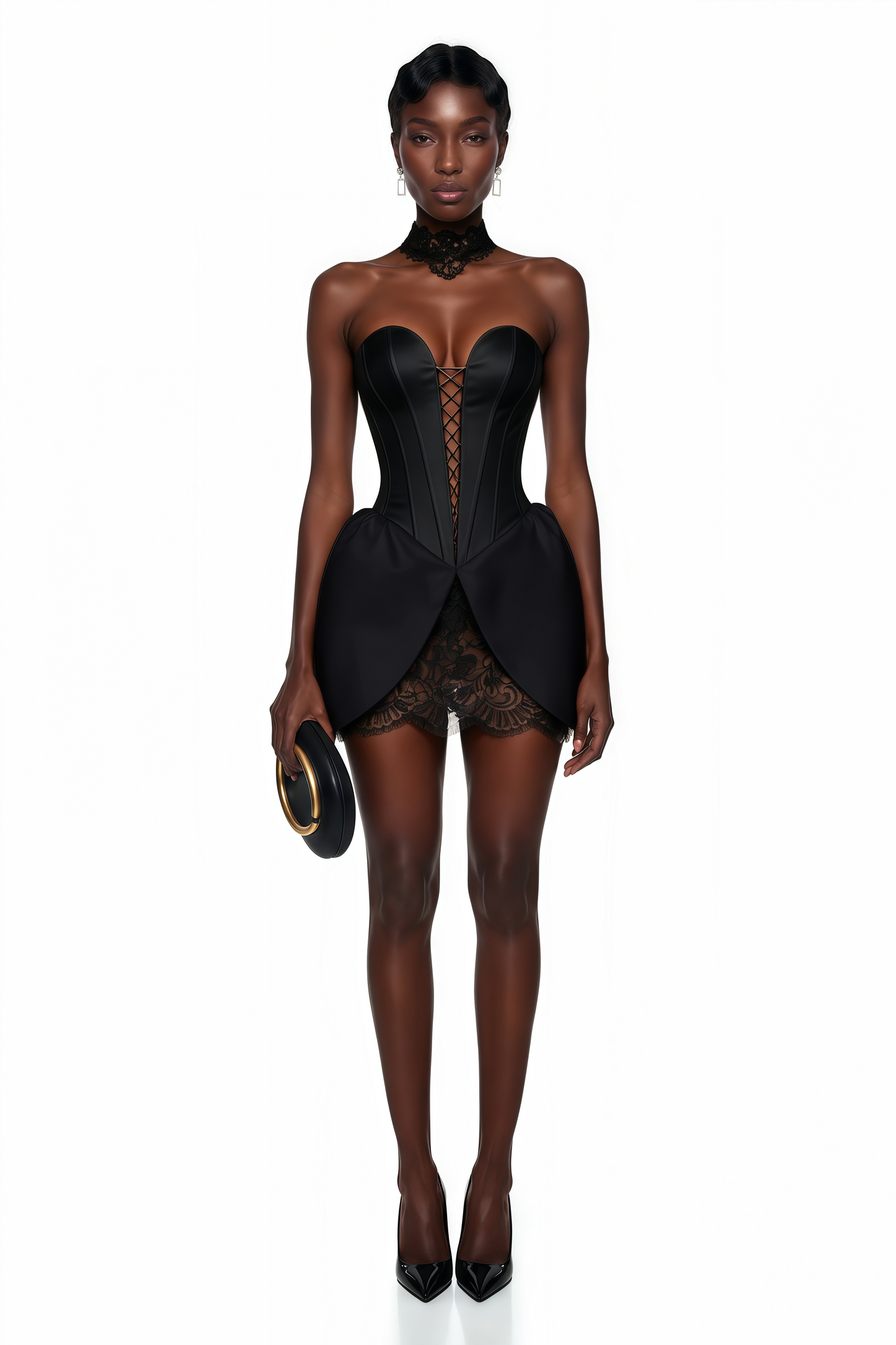 Layla Black Lace Panel Mini Dress