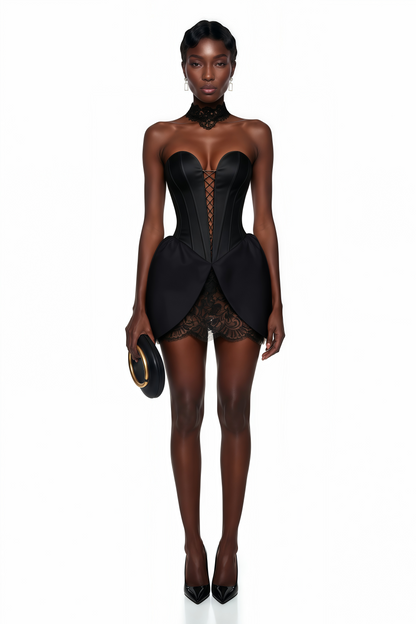 Layla Black Lace Panel Mini Dress