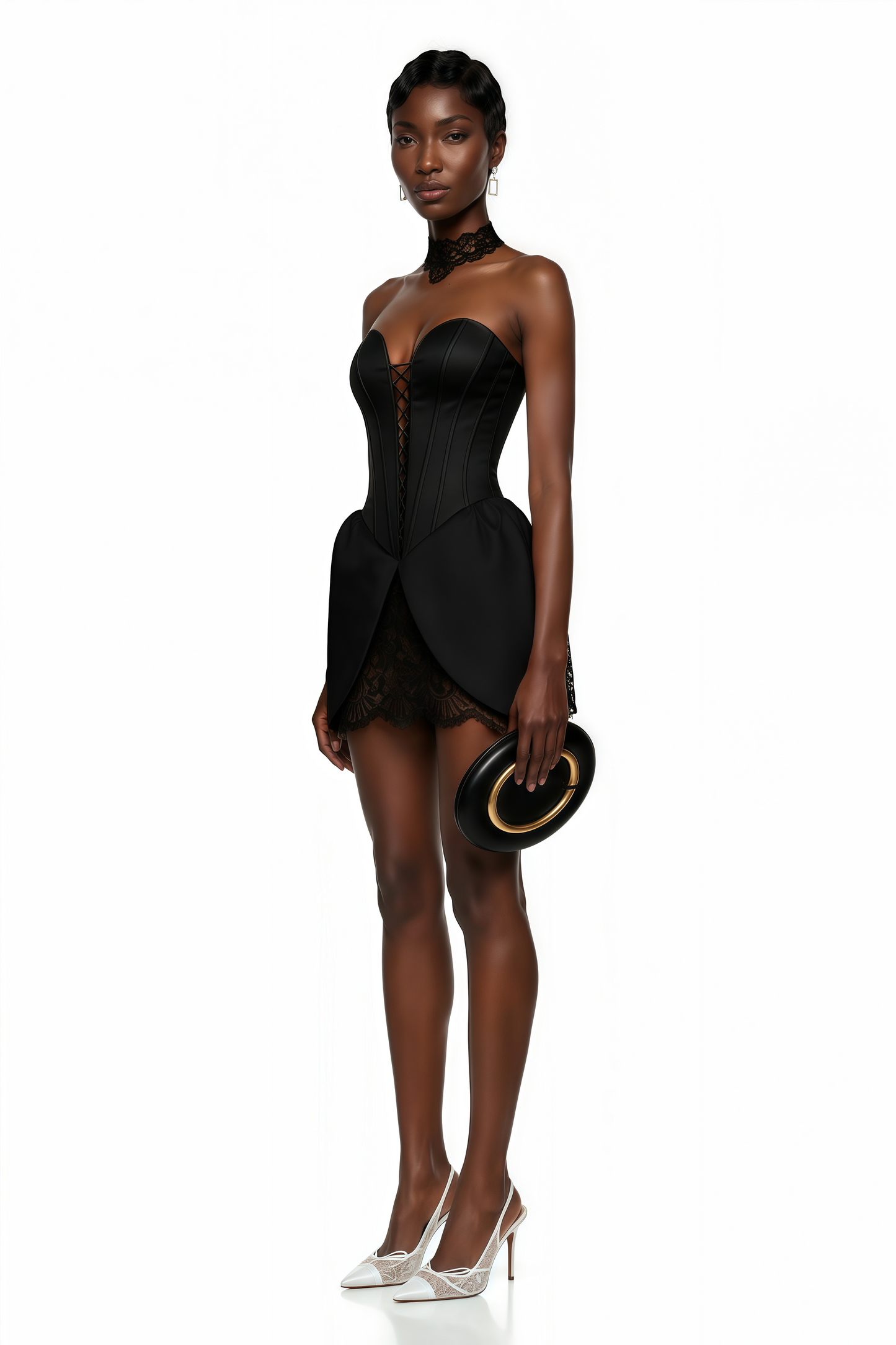 Layla Black Lace Panel Mini Dress