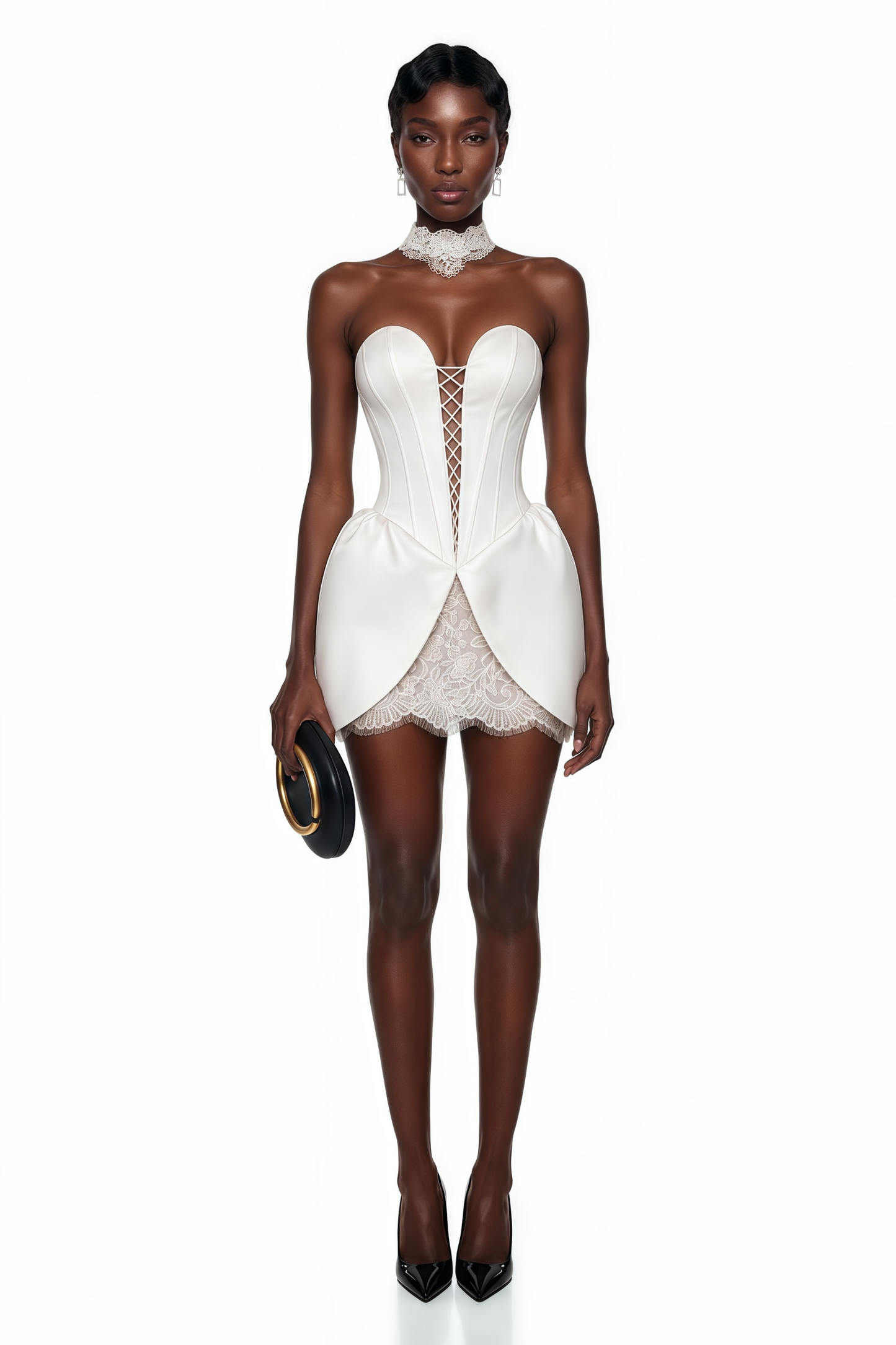 Layla White Lace Panel Mini Dress